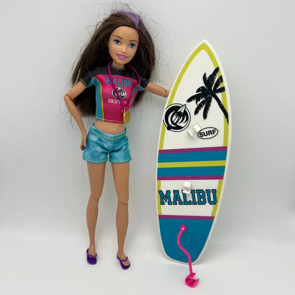 Barbie Dreamhouse Adventures Skipper Surf Doll Malibu Surfer Purple Articulated